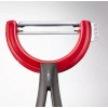 Moha Reversible Rotating Fruit Peeler with Zester - Red, Gray