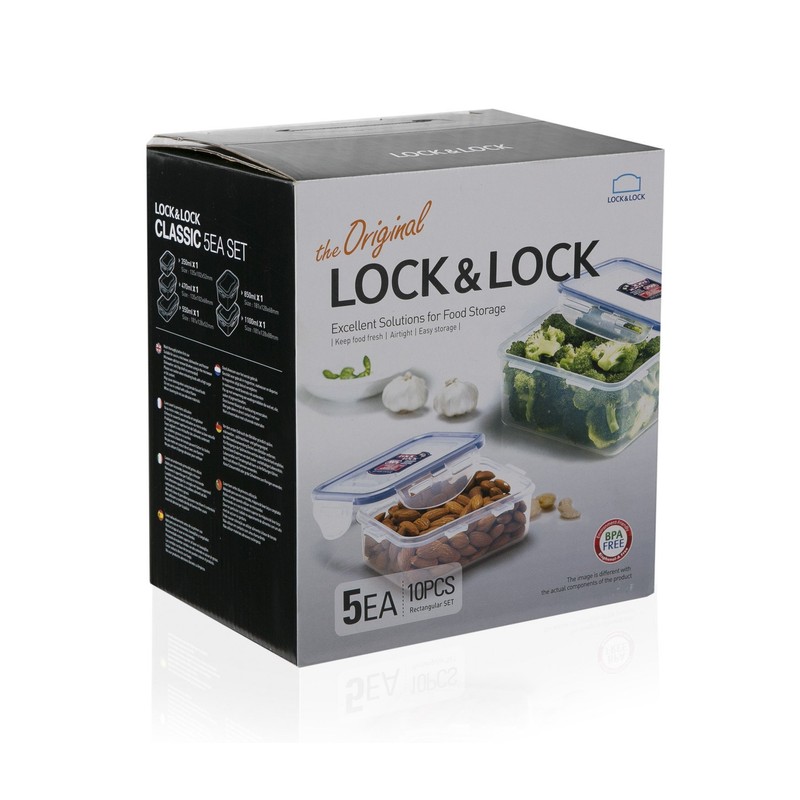 LocknLock Easy Essentials Food Storage lids/Airtight containers, BPA Free, 10