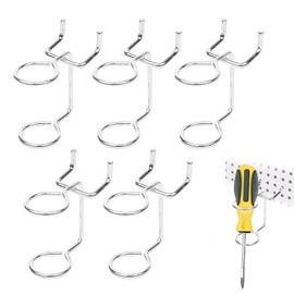 KGCGJVB 5Pcs Pegboard Screwdriver Holder Tool Organizers Double-Ring Peg Board Hang Tool Holders Hooks and Hangers for Screw Drivers Wrench Hammer Pliers Storage Accessories Wall Mount Tool Storage