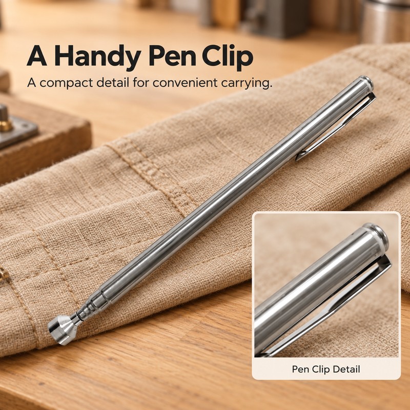 Telescopic Magnetic Pickup Tool with Flexible Neck and Pocket Clip