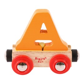 Bigjigs Rail Rail Name Letter A (Orange) - Other Major Wooden Rail Brands are Compatible