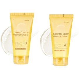 Turmeric Collagen Night Wrapping Mask, Turmeric Overnight Wrapping Peel Off Mask, Deep Hydrating Firming Gentle Skin Care, for All Skin Types, Overnight Wrapping Masks, 75ML (2 Packs)