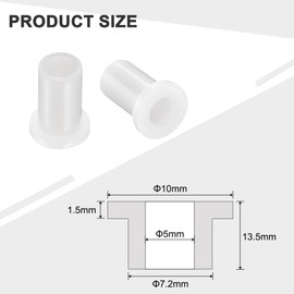 uxcell 24pcs Flanged Sleeve Bearings Plastic Bushings ID 5mm x OD 7.2mm x Length 13.5mm Nylon Bushings, White