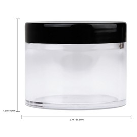 Beauticom 60 Grams/60 ML (2 Oz) Round Clear Leak Proof Plastic Container Jars with Black Lids for Travel Storage Makeup Cosmetic Lotion Scrubs Creams Oils Salves Ointments (3 Jars)
