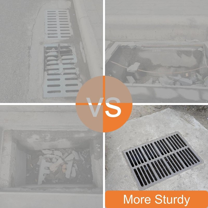 DuuMuut Cast Iron Drain Grate and Frame 12x8 in, B-Class