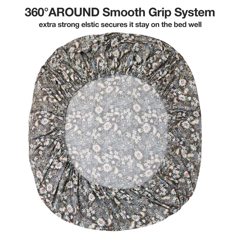 JSD Black Paisley Floral Printed Sheet Set Cal King, 4