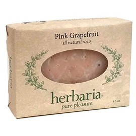 Herbaria Pink Grapefruit Handcrafted All-Natural Soap with Essential Oils. 4.5 oz Bar. Enjoy 60 More Skin-Friendly Varieties.