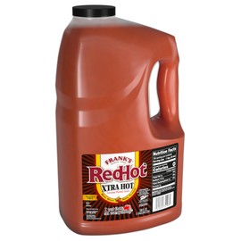 Frank's RedHot Xtra Hot Cayenne Pepper Hot Sauce, 1 gal (Pack of 4) - Four Gallon Containers of Extra Hot Cayenne Pepper Hot Sauce with 3x the Heat, Best for Wings, Pizza, Sides, Snacks, Bar Bites and More