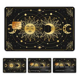 Peacoblue Gold Bank Card Sticker Astrology Credit Debit Card Custom Skin Cover Protector, 4 Styles Waterproof Scratch-Proof and Attractive Decal for Most Popular EBT Transportation Key Card