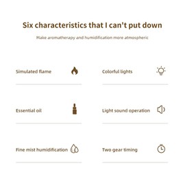 Essential Oil Diffuser, Volcano Fire Flame Aromatherapy Diffuser, 300ml Ultrasonic Cool Mist Humidifier, Scent Aroma Diffuser with 7 Colors Light, Timer&Auto Shut-Off for Home, Room (Dark Wood)