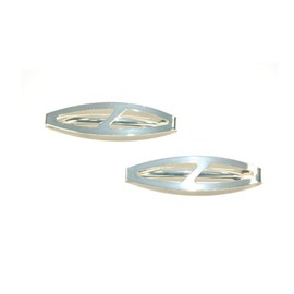 Pair of Oval Shaped Clip-in End Barrettes, Hair Slides with Cut-Out Design. (Silver)
