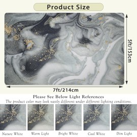 Abstract Mables Washable Rugs 5x7 Area Rugs for Living Room White Grey Golden Mable Throw Large Bedroom Kitchen Rug Non-Slip Low-Plie Entryway Rug Floor Mat Carpet for Dining Laundry Room Office Rug