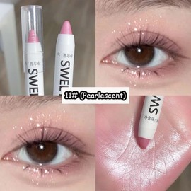 Set 3 Lapiz Resaltador Gusano de Seda Nacarado de Diamante Brillo Mate Sombra de Ojos Maquillaje Delineador en Barra Cremoso Impermeable de Plata Blanco Perla (Calidos)