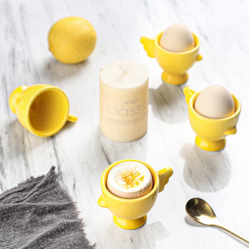 Egg Cup Set of 4,Ceramic Cute Chick Egg Cups, Funny