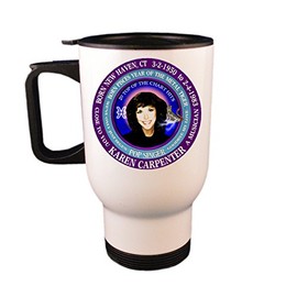Karen Carpenter 70's Singer 14 Oz Travel Mug With Lid, Astrology Pisces Zodiac Metal Tiger