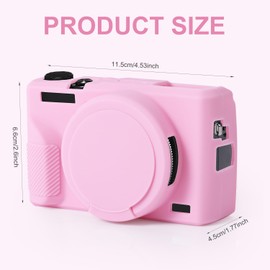 Camera Case Compatible with Canon G7X Mark iii, Pink Soft Silicone Camera Protective Cover Skin with Detachable Lens cap Scratch Resistant Camera Accessories for Canon G7X Mark III