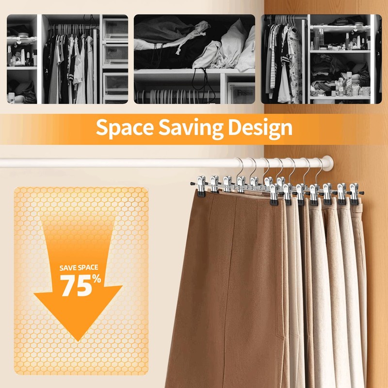30 Pack Pant Hanger with Adjustable Clips,Heavy Duty Ultra Thin