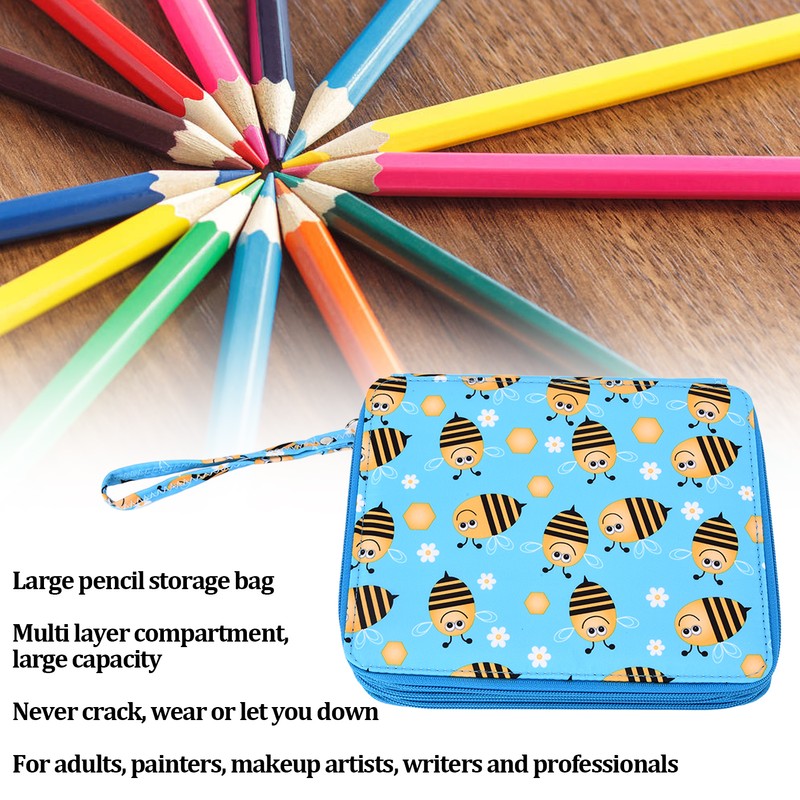 Pencil Storage Bag Bee Pattern High Capacity 127 Holes Multi
