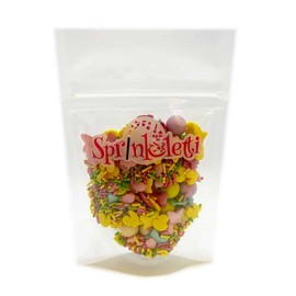 Sprinkletti - Cutie Pie - 30g. A beautiful pastel mix of shapes including bunnies and ducks, sprinkles and sugar coated chocoballs. Ideal for all your themed cakes and bakes.(Cutie Pie)