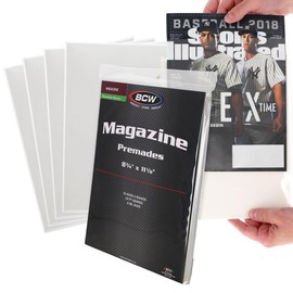 BCW Magazine Bags and Boards – (100 Pack) | Premade Resealable Magazine Protectors | Standard Size 8 ¾" x 11 ⅛" | Magazine Sleeves and Boards Pre-Loaded for Storage and Display