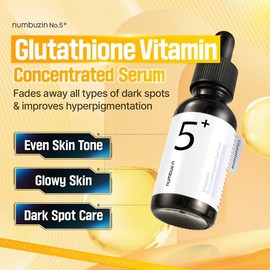 Numbuzin - No.5+ Glutathione Vitamin Concentrated Serum 30ml | VITAMIN C & GLUTATHIONE BRIGHTENING SERUM FOR HYPERPIGMENTATION, MELASMA, SCARS