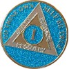 Ranger Industries 1 Year AA Medallion Aruba Blue Glitter Sobriety