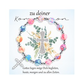 RMMD First Communion Gifts Girls, Communion Gifts for Girls, Silver Cross Bracelet, First Communion Gifts, Comes with Card and Fabric Bag