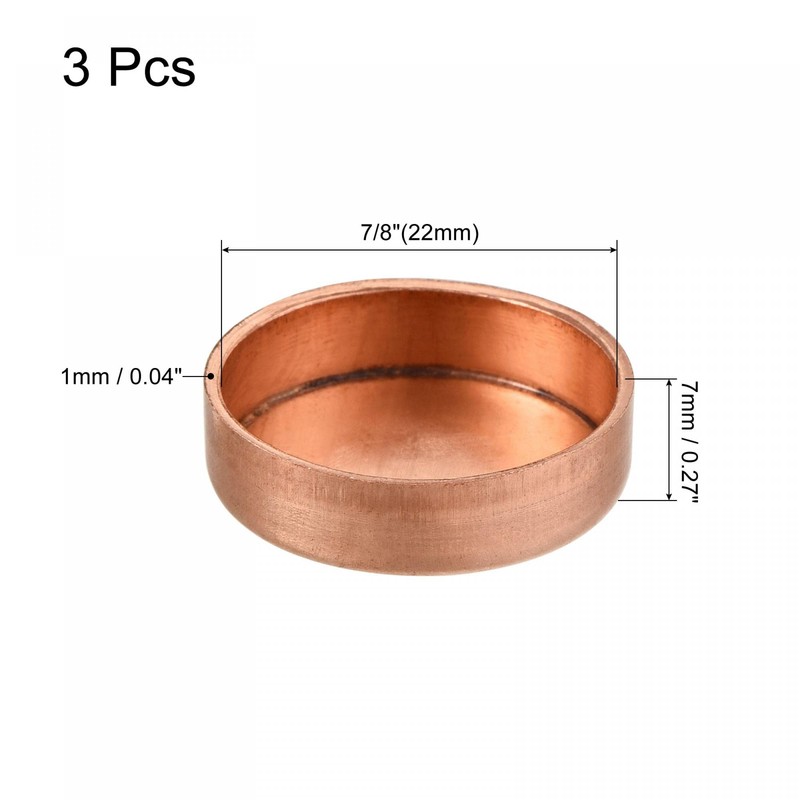 sourcing map Pack of 3 Copper End Cap Plug Connector