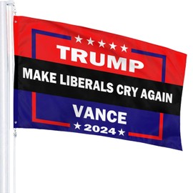 Trump Flag 3x5 Foot, Trump Vance 2024 Flag3x5 Ft,Vote Trump President Election Patriotic Flags, Trump Vance 2024 Make Liberals Cry Again Banner Sign With 2 Grommets For Garden Lawn Yard Home Decor