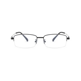 Fullwosing Blue light filter glasses, short-sighted half-rim metal glasses, 0.50 to -6.00 dioptre, long-distance glasses, women and men, black