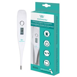 Wellworks Clinical and Digital Thermometer | Baby Thermometer For Oral, Rectal, and Underarm Use | High Accuracy with Memory Recall and Fever Alarm | Suitable for Ages Newborn and Up