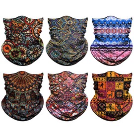 Neck Gaiter for Men Women Headwear Bandana Head Wrap Face Scarf Mask Cover Warmer Balaclava-Seamless & Versatile (A-Boho Series 2)