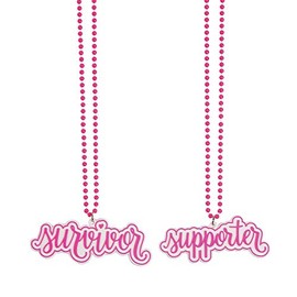 Cute Beaded Necklaces | Pink Ribbon Sayings Details