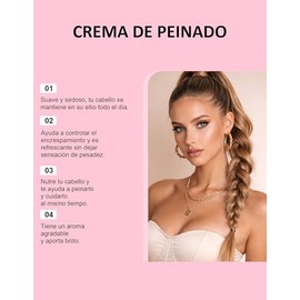Erinde Crema Moldeadora Nutritiva 3 en 1 con Fruta de Higo Chumbo, Controla Eficazmente el Encrespamiento, Aporta Volumen Natural y Suaviza Profundame