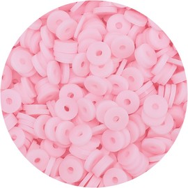 Bundooraking-2000pcs Light Pink Clay Beads (6mm), Heishi Beads for Jewelry Making, Necklace Earring Accessories
