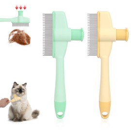 Pet Hair Remover Comb, Cat Brush with Release Button Self-Cleaning Pet Grooming Brush Tool for Shedding Tangles & Removal Loose Hair, Ideal for Dogs Cats Kitten Short & Long Hairs
