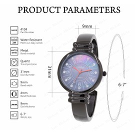 Blekon Collections Women's Elegant Crystal Surround Bracelet Cuff Watch (Black w/Red Hands)…