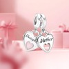MSPOVOF Mom Charms Heart Pendant S925 Sterling Silver Bead for