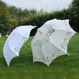Rosvola Lace Parasol Umbrella, Mini Lace Umbrella Wedding Bridal Parasol Umbrella Party Decor Dancing Photography Prop, Toddler Umbrellas for Girls(#1-White)