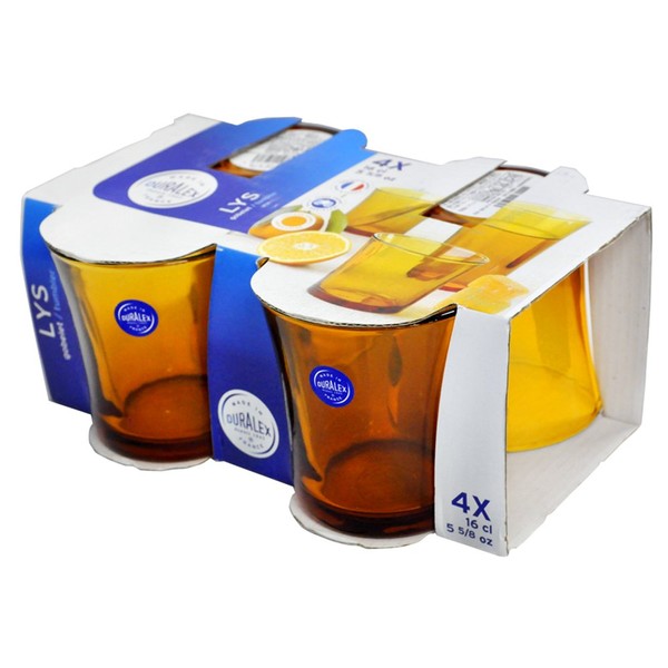 Duralex Amber Tumbler 160cc 4 Pack Made in France Small Glass K – 3884 