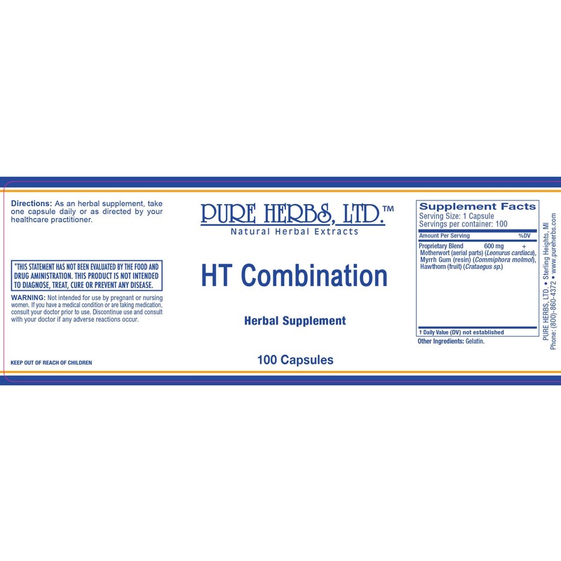 Pure Herbs: HT Combination Capsules - 100 ct - 600mg