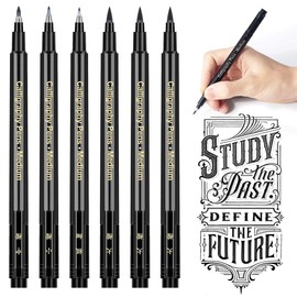 Calligraphy Pens Calligraphy set for Beginners Brush Pens - APOGO 6 Pack Caligraphy Beginners set Caligraphy Pens for Writing, Calligraphy Book, Bullet Journal Accessories, Black Pen Art Writing pens