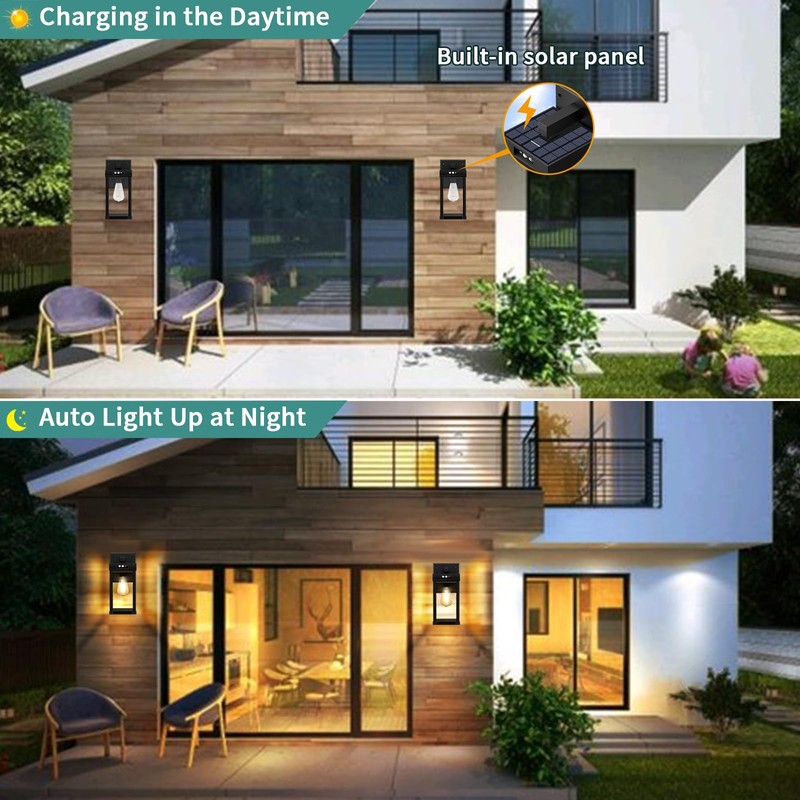 AEQ Solar Wall Lights Outdoor, Solar Wall Sconce with 3