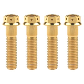 Wanyifa Titanium Flange Hex Head Bolt M8 15 20 25 30 35 40 45 50 55 60mm Screws Pack of 4 (M8x40mm, Gold)