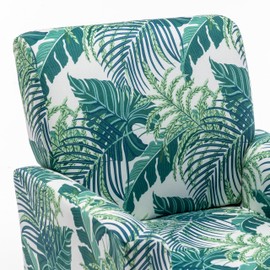 Container Furniture Direct Contemporary Accent Arm Chair with Birch Wood Frame and Microfiber Upholstery, Armchair for Office and Living Room Decor, Removable Cushions, 01 Printed Fabric
