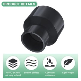 M METERXITY 1-Pack UPVC Reducer Pipe Fitting, 3"x2" Reducing Coupling Connector Schedule 80 PVC Straight Pipe Coupling Connector for Water Line [Grey]