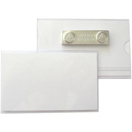 Pack of 50 Name Badges, ID Cards Made of Hard PVC with Magnet 75 x 40 mm