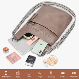 TEUEN Umhängetasche Damen Mittelgroß, Stylische PU Leder Crossbody Bag Groß Handtasche für Frauen Schultertasche Breiter Gurt mit Quasten-Reißverschluss und Mehreren Fächern ＆ 4 Kartenschlitz