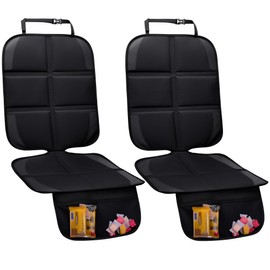 NEWFOM Car Seat Protector, 2 Pack Baby CarSeat Protector with Mesh Pockets & Non-Slip Backing 600D Durable Seat Cover Under Baby Child Car Seat, (Black, Standard)