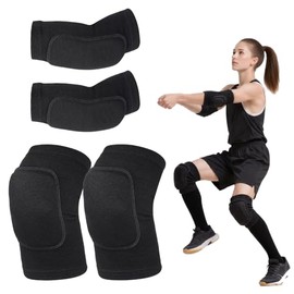 Volleyball Knee Pads and Elbow Brace Pads, Arm and Knee Protection Sleeves Set for Kids Youth Yoga Dance Football Basketball Running (Small)